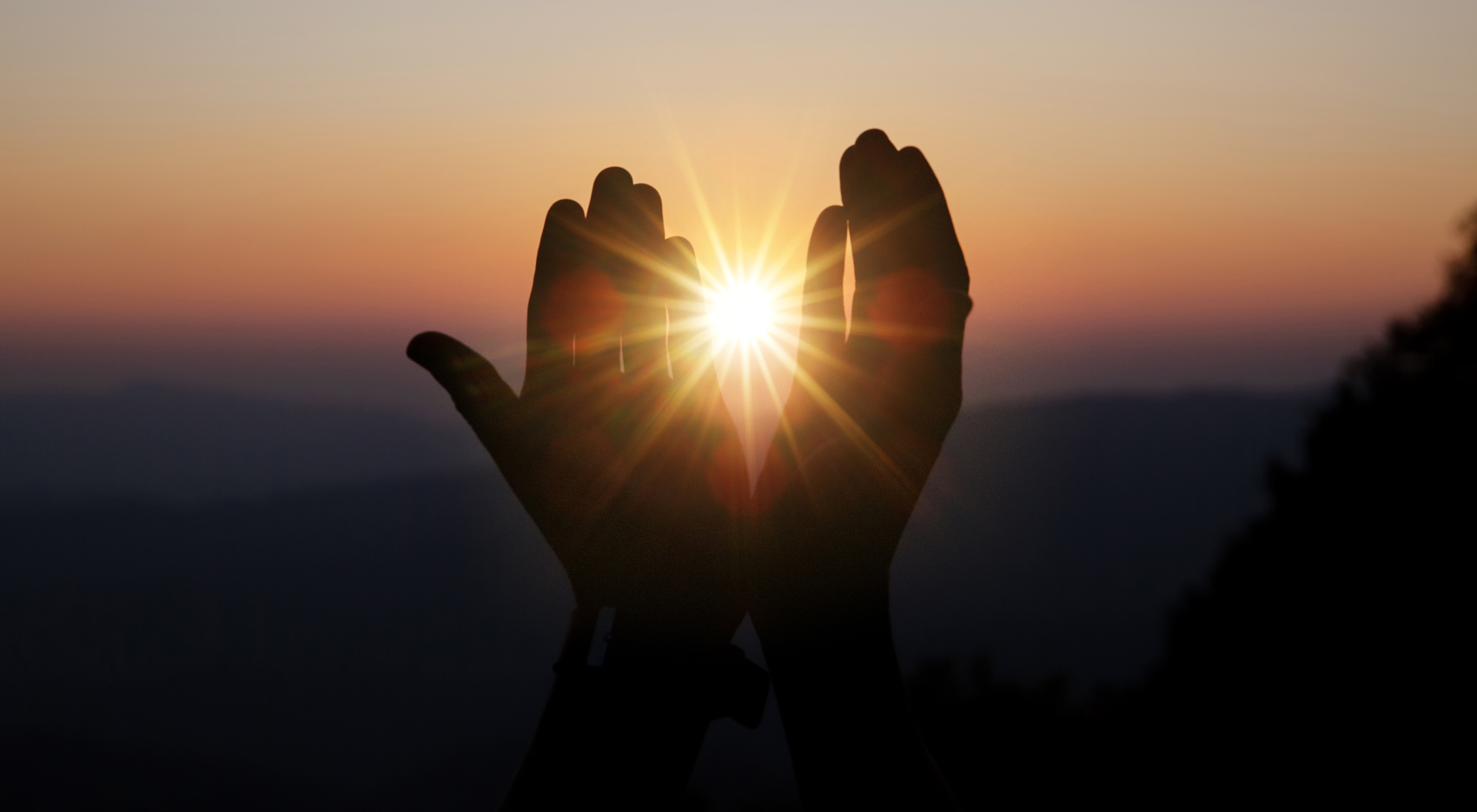Hands with sunlight